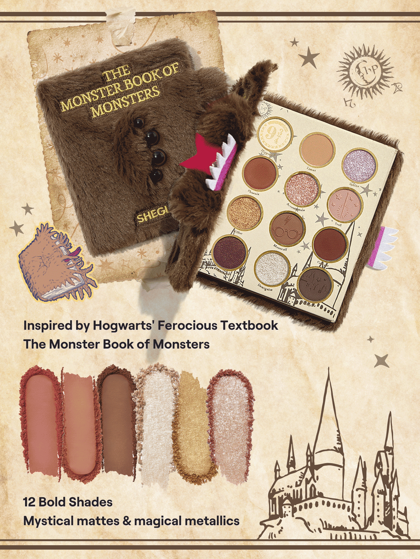 پالت سایه 12 رنگ طرح کتاب هری پاتر مدل Harry Potter Monster Book Of Monsters Palette شیگلم اورجینال وارداتی اصل در ویونا با قیمت مناسب