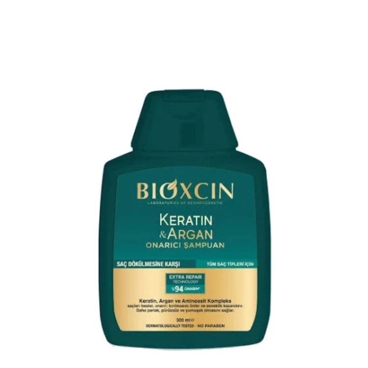 شامپو ضد ریزش و ترمیم کننده مدل کراتین و آرگان مناسب موهای آسیب دیده