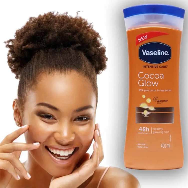 لوسیون بدن وازلین(Vaseline) مدل عصاره کاکائو (Cocoa Glow) درخشان و نرم کننده پوست _ فروشگاه ویونا