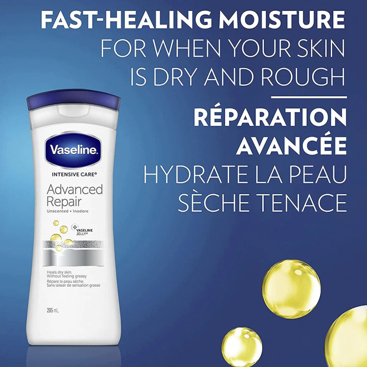 وازلین اصل لوسیون بدن آبرسان و ترمیم کننده 72 ساعته ادونسد ریپیر مخصوص پوست خشک و آسیب دیده در ویونا