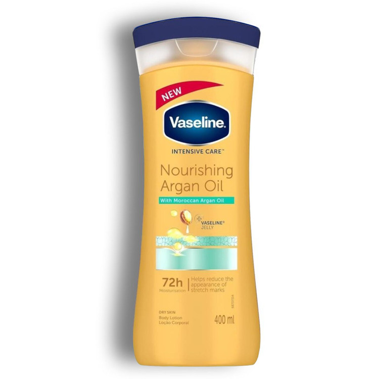 خرید لوسیون بدن روغن آرگان وازلین Vaseline اصل | قیمت لوسیون Nourishing Argan Oil آبرسان 400 میل | ویونا