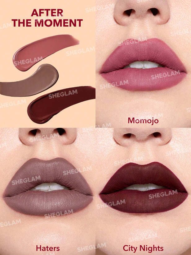 تست رنگهای Momojo، City Nights و Hearts روی لب - فروشگاه آرایشی و بهداشتی ویونا