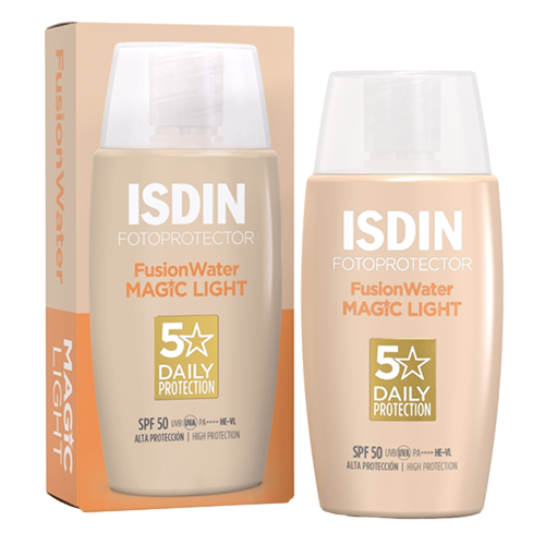 ۱. کرم ضدآفتاب رنگی ایزدین فیوژن واتر مجیک رنگ لایت SPF 50 حجم ۵۰ میلیلیتر فروشگاه آرایشی و بهداشتی ویونا
